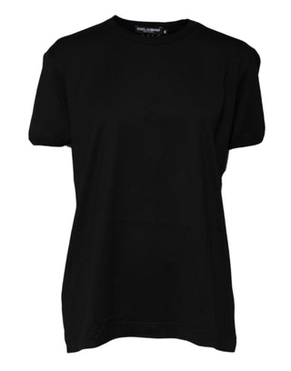 Camiseta negra de algodón Goodluck con cuello redondo