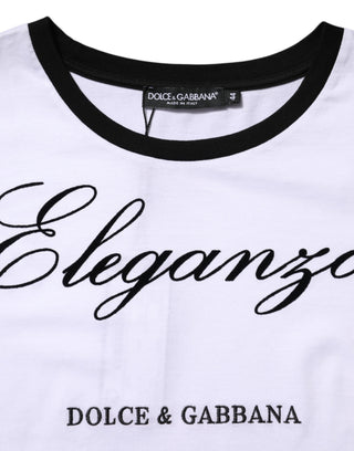 Weißes Eleganza Baumwoll-T-Shirt mit Rundhalsausschnitt