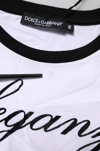 Weißes Eleganza Baumwoll-T-Shirt mit Rundhalsausschnitt