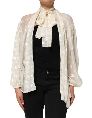 Off-White Logo Monogramm Ascotkragen-Oberteil