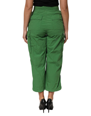 Pantalones cargo verdes de algodón de cintura alta