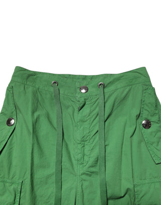 Pantalones cargo verdes de algodón de cintura alta