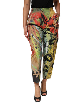 Mehrfarbige High-Waist Cargo-Hose
