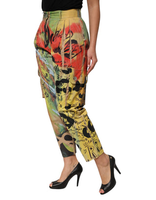 Mehrfarbige High-Waist Cargo-Hose