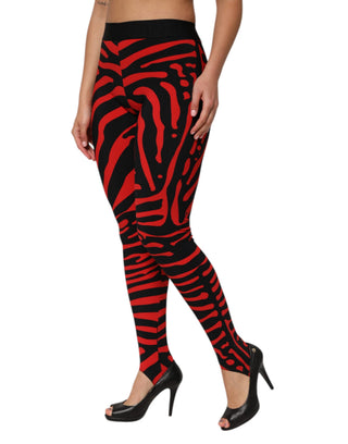 Leggings negros y rojos de nylon con logo y cintura alta  