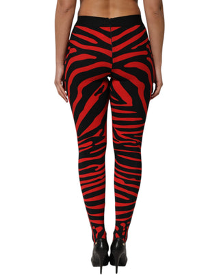 Leggings negros y rojos de nylon con logo y cintura alta  