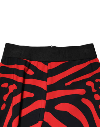 Leggings negros y rojos de nylon con logo y cintura alta  