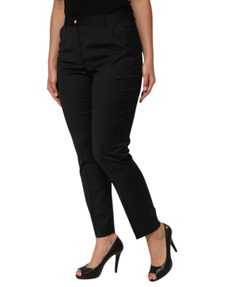 Pantalones de mujer negros de poliéster con corte cónico  