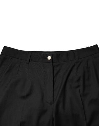 Pantalones de mujer negros de poliéster con corte cónico  