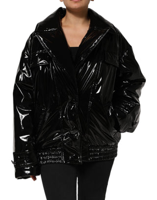 Polyester Schwarz Gesteppte Pufferjacke