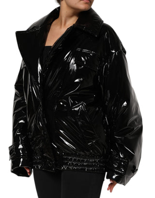 Polyester Schwarz Gesteppte Pufferjacke