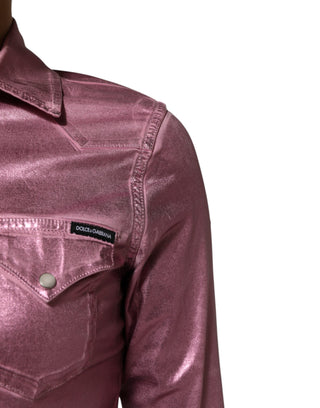 Chaqueta corta rosa de algodón elástico con cuello