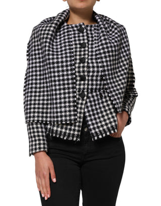 Mehrfarbige Wolljacke mit Monochrom-Muster