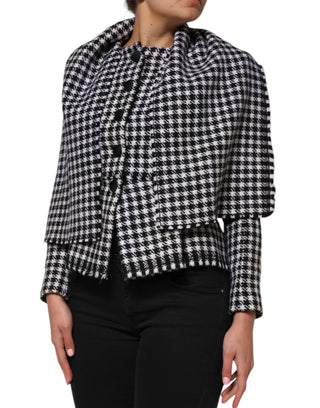 Mehrfarbige Wolljacke mit Monochrom-Muster