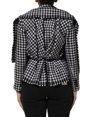 Mehrfarbige Wolljacke mit Monochrom-Muster