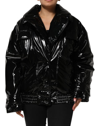 Schwarze gesteppte Steppjacke aus Polyester