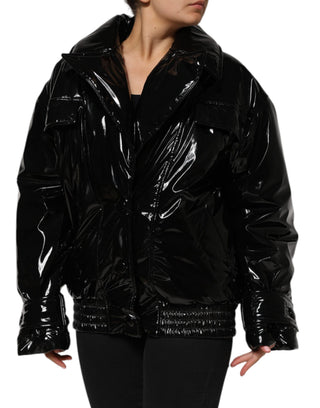 Schwarze gesteppte Steppjacke aus Polyester