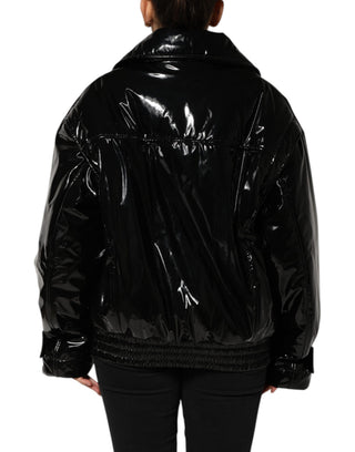 Schwarze gesteppte Steppjacke aus Polyester