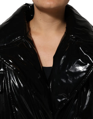 Schwarze gesteppte Steppjacke aus Polyester