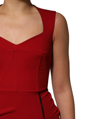 Vestido midi rojo de viscosa elástica con abertura y corte tubo