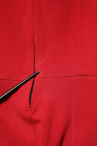 Vestido midi rojo de viscosa elástica con abertura y corte tubo