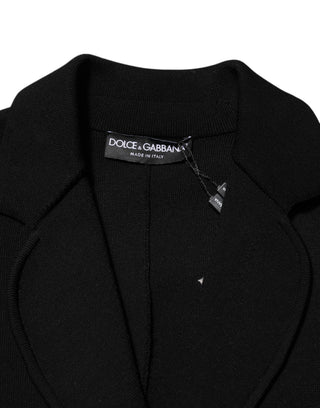 Schwarzer Viskose-Blazer mit einfacher Knopfleiste