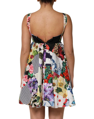 Multicolor Patchwork Cotton AlineMini Dress