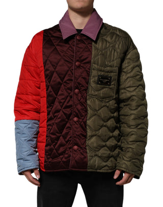 Mehrfarbige Patchwork-Steppjacke aus Polyester