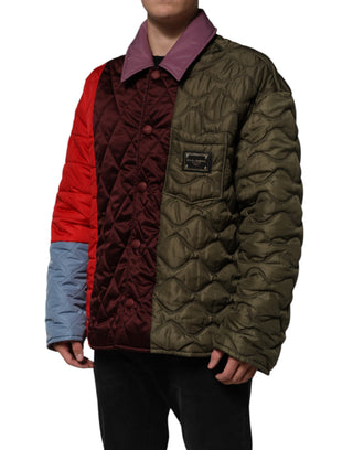 Mehrfarbige Patchwork-Steppjacke aus Polyester