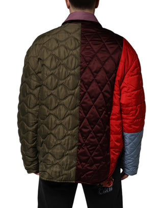 Mehrfarbige Patchwork-Steppjacke aus Polyester