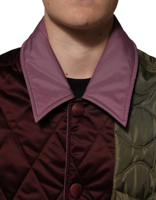 Mehrfarbige Patchwork-Steppjacke aus Polyester