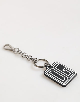 Schwarz Weiß DG Gummi Logo Silber Herren Schlüsselanhänger