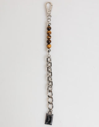 Pulsera para hombre con cadena de latón con cuentas y cierre de langosta con logo