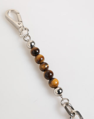Pulsera para hombre con cadena de latón con cuentas y cierre de langosta con logo