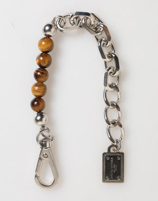 Pulsera para hombre con cadena de latón con cuentas y cierre de langosta con logo