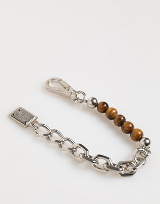 Pulsera para hombre con cadena de latón con cuentas y cierre de langosta con logo