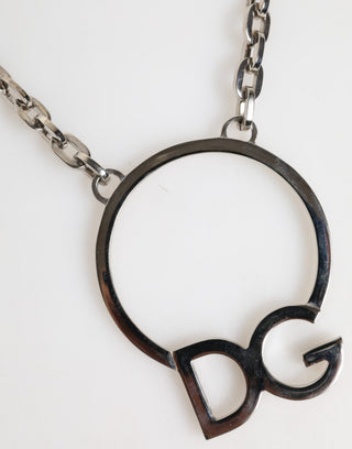 Collar para hombre con cadena de latón tono plata y colgante con logo DG