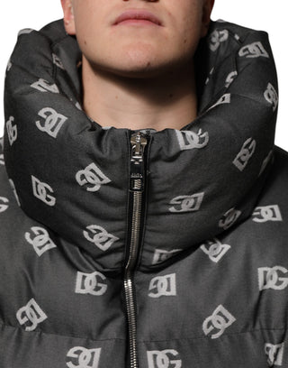 Black DG Monogram Full Zip Puffer Men Jacket