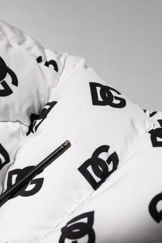 Weiße DG Monogramm Steppjacke mit durchgehendem Reißverschluss