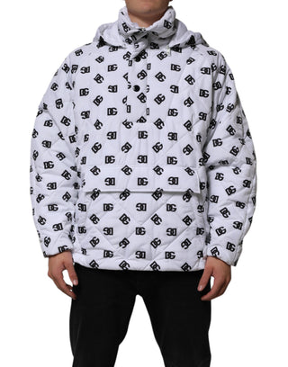 Chaqueta acolchada con capucha y monograma DG blanca