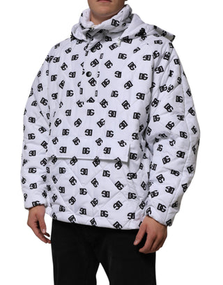 Chaqueta acolchada con capucha y monograma DG blanca