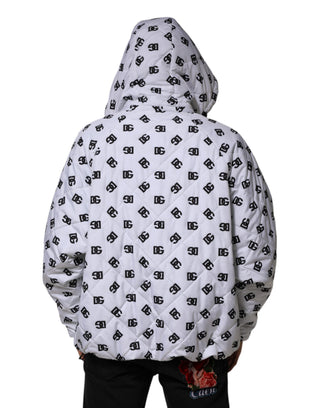Chaqueta acolchada con capucha y monograma DG blanca