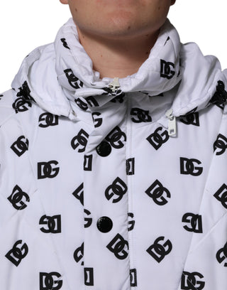 Chaqueta acolchada con capucha y monograma DG blanca