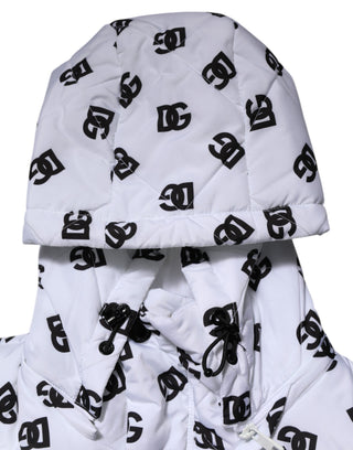 Chaqueta acolchada con capucha y monograma DG blanca