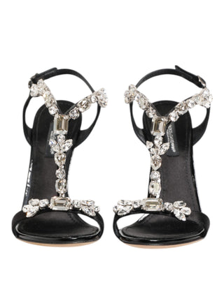 Black Keira Crystals Heels Sandals Shoes