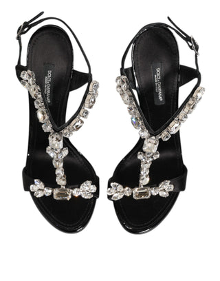 Black Keira Crystals Heels Sandals Shoes