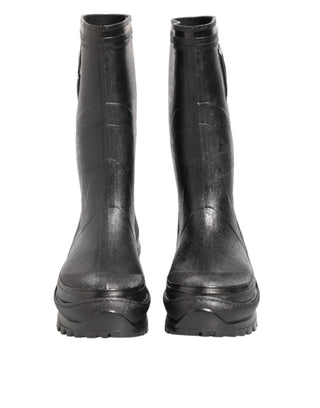 Botas de lluvia metálicas negras para hombre con cierre fácil