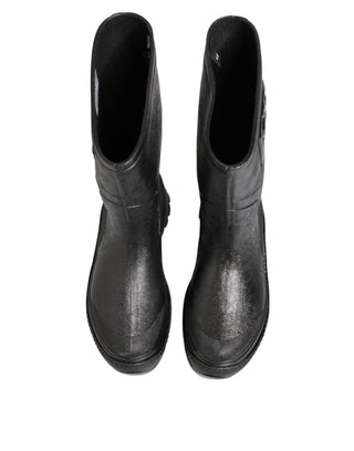 Botas de lluvia metálicas negras para hombre con cierre fácil