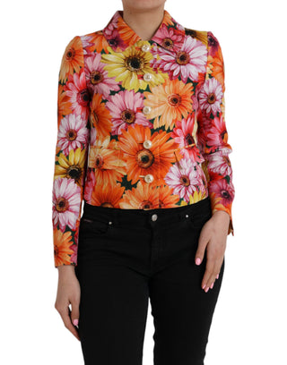 Chaqueta multicolor con estampado floral de margaritas fantasía