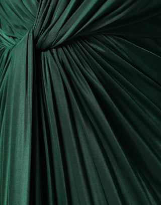 Dunkelgrünes Viskose-Midikleid mit langen Ärmeln